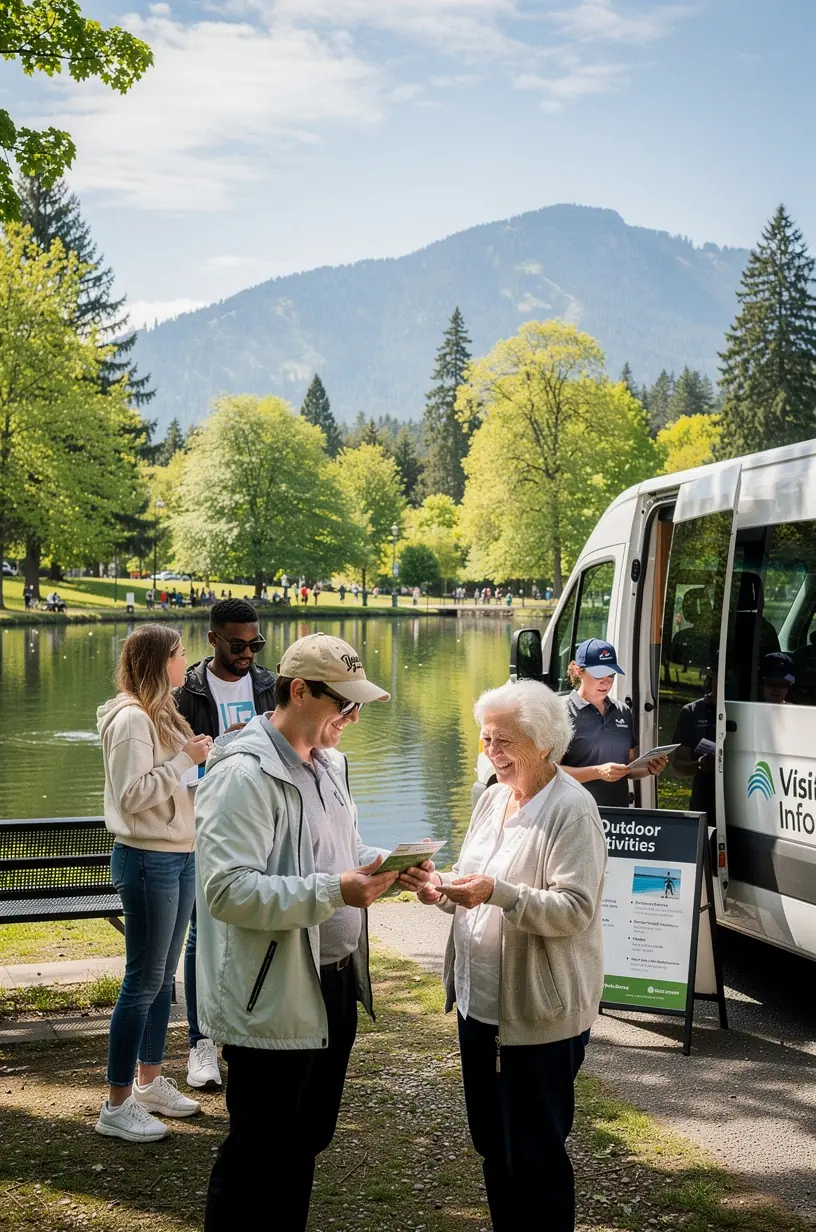 Фургон, оборудованный для выдачи туристических карт и информации о местных мероприятиях.